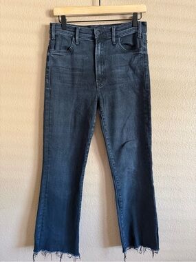 MOTHER The Hustler Ankle Frayed-Hem Black Jeans Size 29